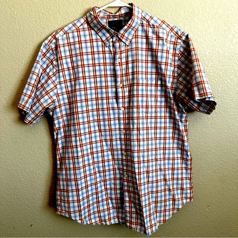 Used XL Narragansett plaid shirt sleeve shirt